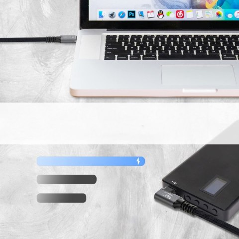 Kabel przewód kątowy USB-C Thunderbolt 4 240W 2m - czarny
