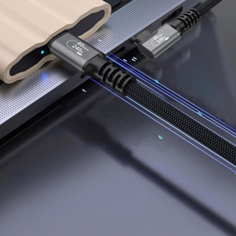Kabel przewód kątowy USB-C Thunderbolt 4 240W 2m - czarny