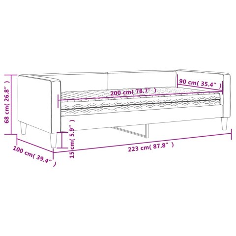 Sofa z materacem do spania, ciemnoszara, 90x200 cm, tkanina