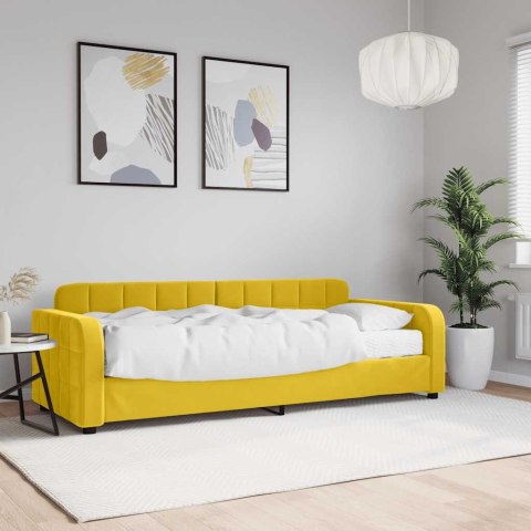 Sofa z materacem do spania, żółta, 80x200 cm, aksamit