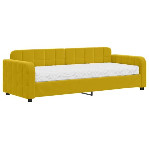 Sofa z materacem do spania, żółta, 80x200 cm, aksamit