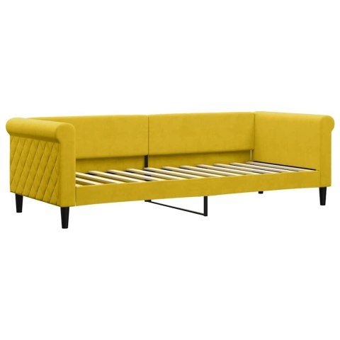 Sofa z materacem do spania, żółta, 80x200 cm, aksamit