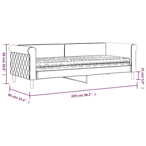 Sofa z materacem do spania, żółta, 80x200 cm, aksamit