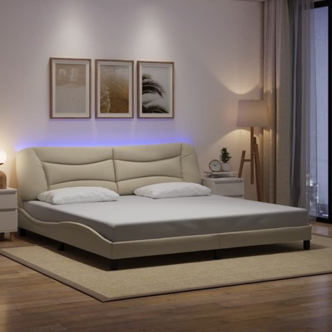 Rama łóżka z LED bez materaca Hvar Kremowa 200x200 cm Tkanina