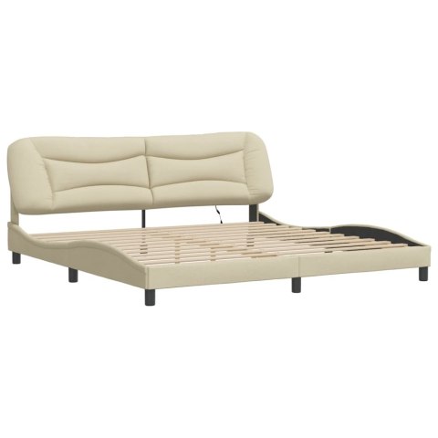 Rama łóżka z LED bez materaca Hvar Kremowa 200x200 cm Tkanina