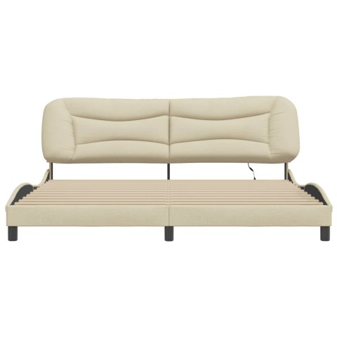 Rama łóżka z LED bez materaca Hvar Kremowa 200x200 cm Tkanina