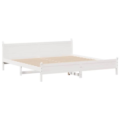 Łóżko bez materaca, białe, 200x200 cm, lite drewno sosnowe