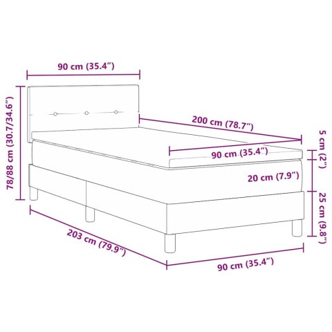 Łóżko sprężynowe z materacem Czarny 90 x 200 cm Aksamit