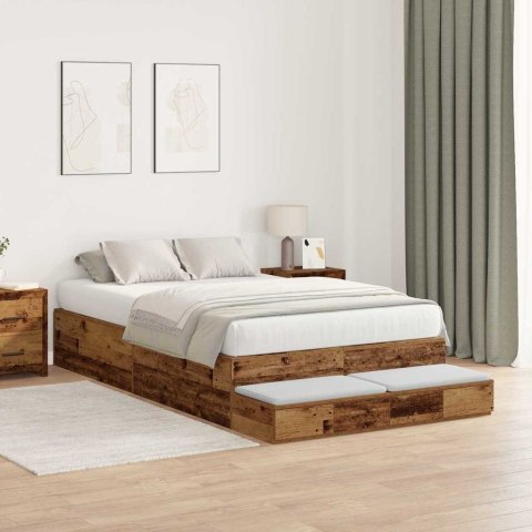 Rama łóżka z miejscem na przechowywanie Stare drewno 120 cm