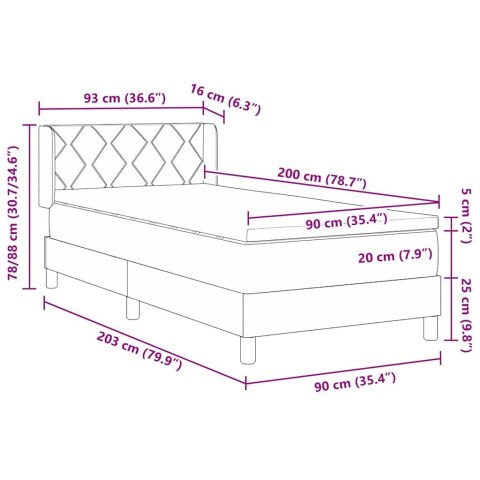 Łóżko kontynentalne z materacem Ciemny brąz 90 x 200 cm