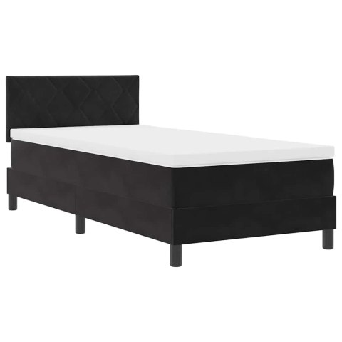 Łóżko z sprężyną LED z materacem Czarny 90 x 190 cm Aksamit