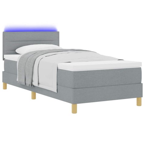 Łóżko z sprężyną LED z materacem Jasnoszary 90 x 190 cm tkanina