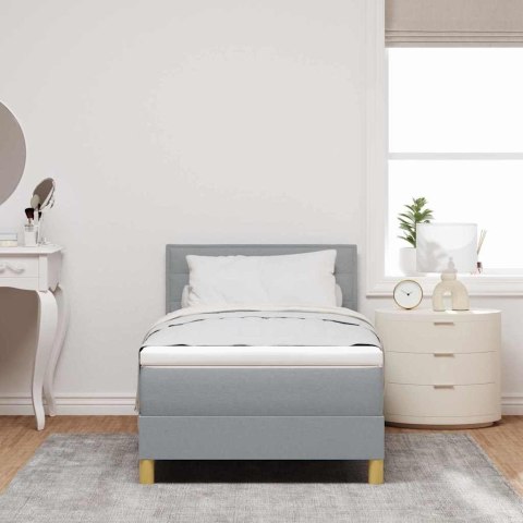 Łóżko z sprężyną LED z materacem Jasnoszary 90 x 190 cm tkanina