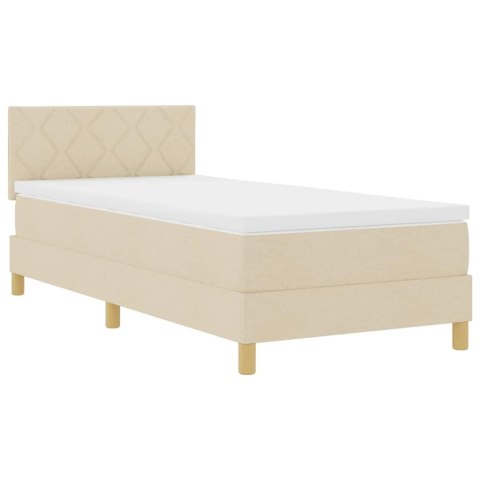 Łóżko z sprężyną LED z materacem Kremowy 90 x 200 cm tkanina