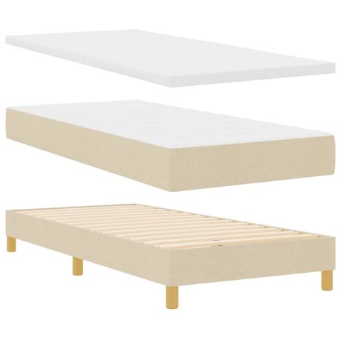 Łóżko z sprężyną LED z materacem Kremowy 90 x 200 cm tkanina