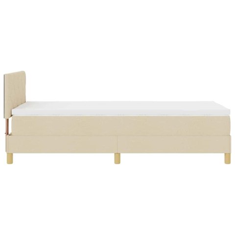 Łóżko z sprężyną LED z materacem Kremowy 90 x 200 cm tkanina