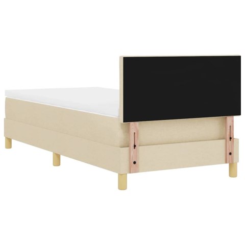 Łóżko z sprężyną LED z materacem Kremowy 90 x 200 cm tkanina