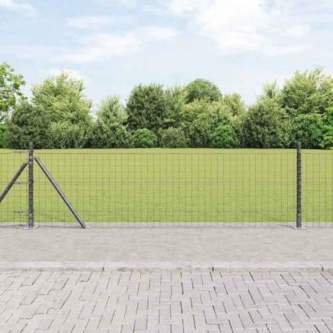 Ogrodzenie z słupkami Szary 0.6 x 50 m Stal