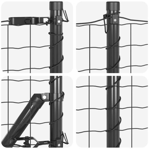 Ogrodzenie z słupkami Szary 0.6 x 50 m Stal
