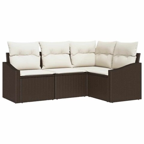 Zestaw Sof z poduszką 4 pcs Brązowy polirattan