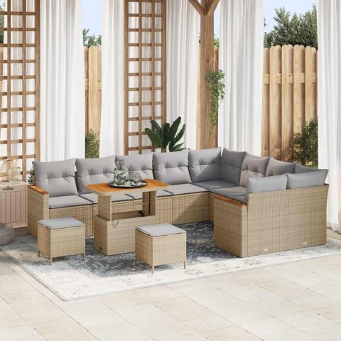 Zestaw Sof na Ogród z poduszką 12 pcs Beżowy Rattan poli