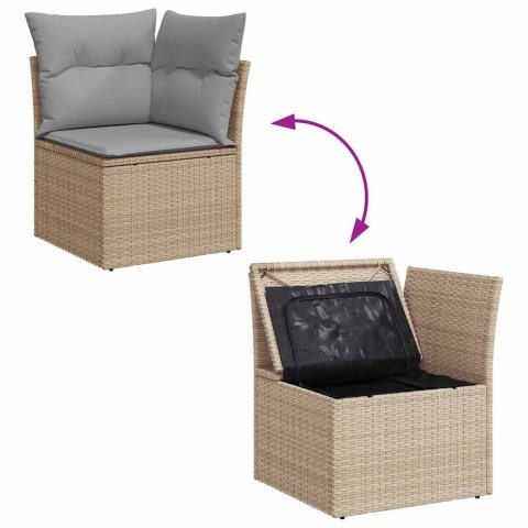 Zestaw Sof na Ogród z poduszką 13 pcs Beżowy Rattan poli