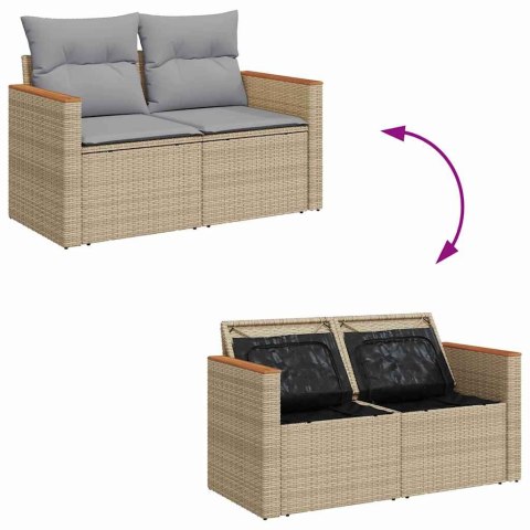 Zestaw Sof na Ogród z poduszką 13 pcs Beżowy Rattan poli