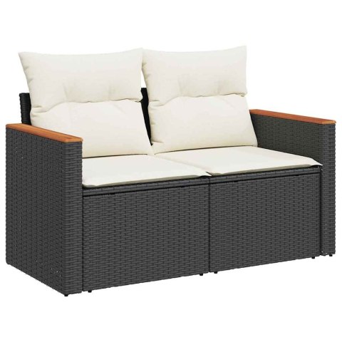 Zestaw Sof na Ogród z poduszką 13 pcs Czarny Rattan poli