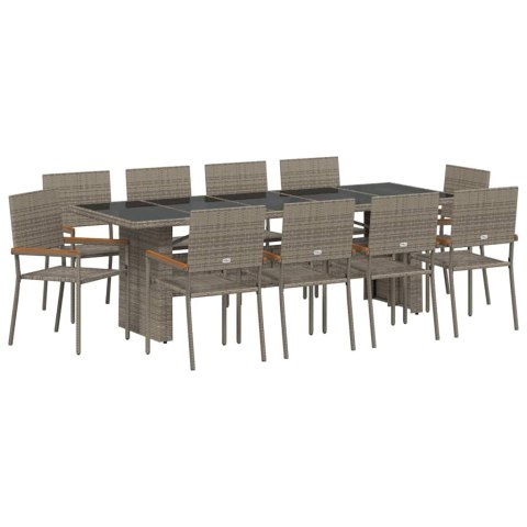 Zestaw do jadalni w ogrodzie 11 pcs Szary polirattan