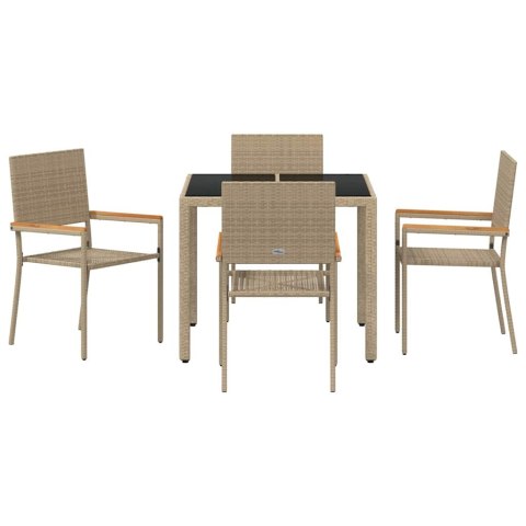 Zestaw do jadalni w ogrodzie 5 pcs Beżowy polirattan