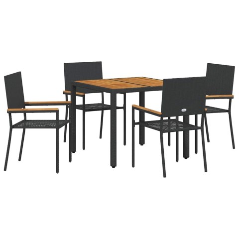 Zestaw do jadalni w ogrodzie 5 pcs Czarny polirattan