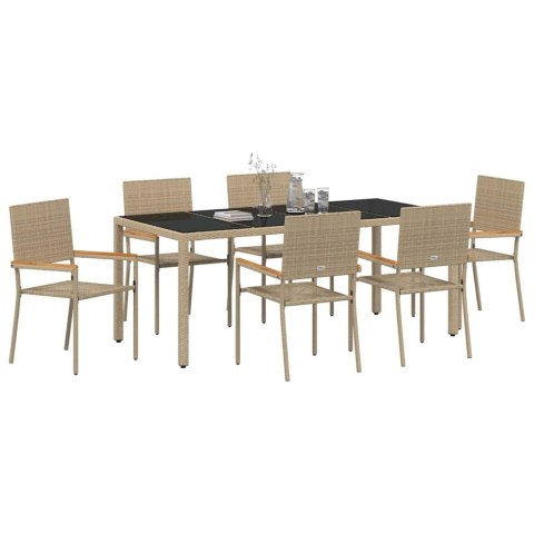 Zestaw do jadalni w ogrodzie 7 pcs Beżowy polirattan