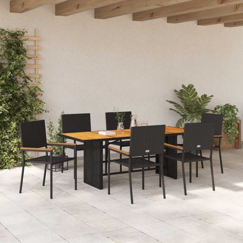 Zestaw do jadalni w ogrodzie 7 pcs Czarny polirattan