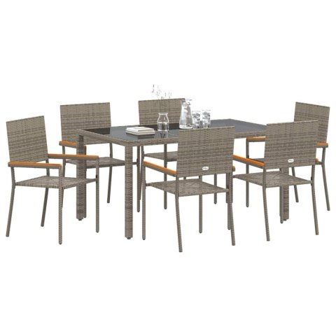 Zestaw do jadalni w ogrodzie 7 pcs Szary polirattan