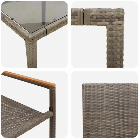 Zestaw do jadalni w ogrodzie 7 pcs Szary polirattan