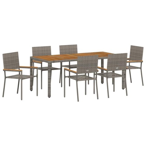 Zestaw do jadalni w ogrodzie 7 pcs Szary polirattan