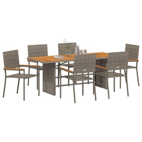 Zestaw do jadalni w ogrodzie 7 pcs Szary polirattan