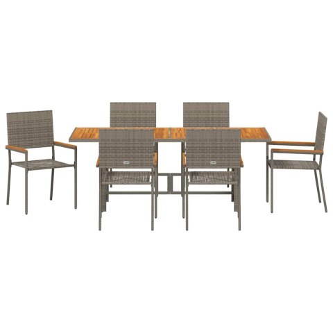 Zestaw do jadalni w ogrodzie 7 pcs Szary polirattan