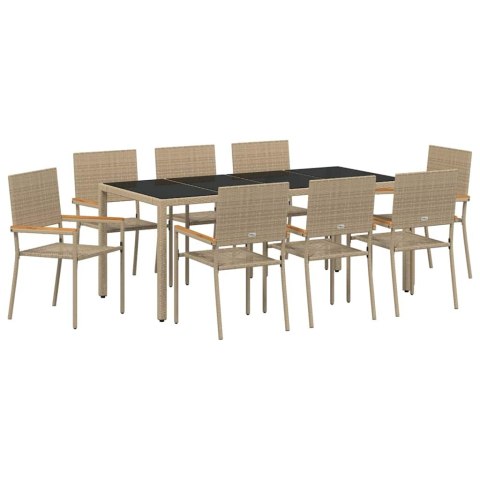 Zestaw do jadalni w ogrodzie 9 pcs Beżowy polirattan
