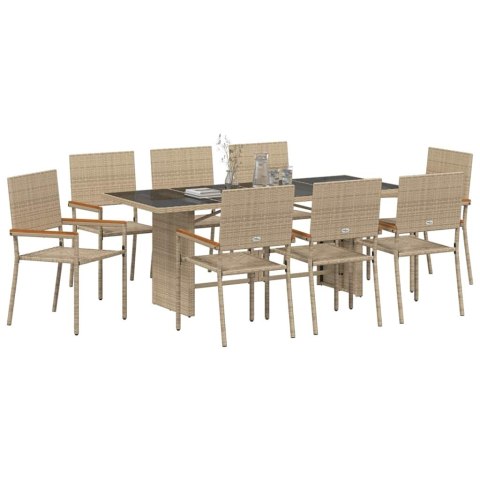Zestaw do jadalni w ogrodzie 9 pcs Beżowy polirattan