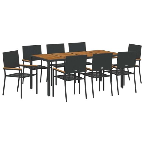 Zestaw do jadalni w ogrodzie 9 pcs Czarny polirattan