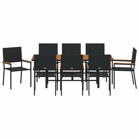 Zestaw do jadalni w ogrodzie 9 pcs Czarny polirattan