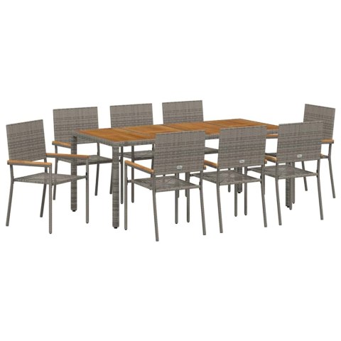 Zestaw do jadalni w ogrodzie 9 pcs Szary polirattan