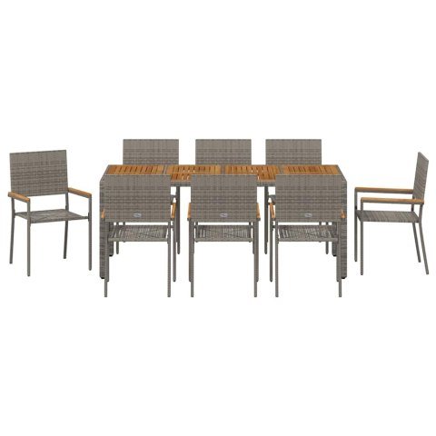 Zestaw do jadalni w ogrodzie 9 pcs Szary polirattan