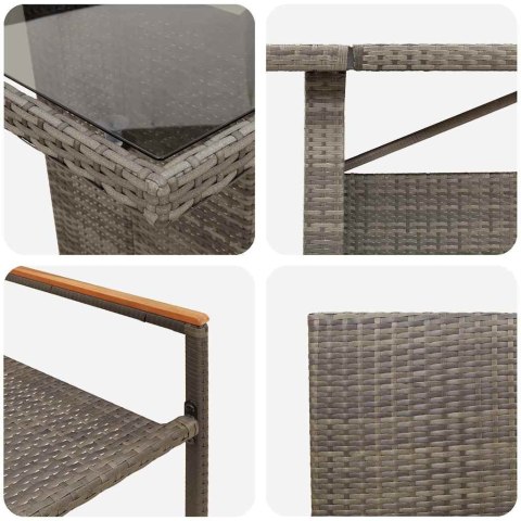 Zestaw do jadalni w ogrodzie 9 pcs Szary polirattan