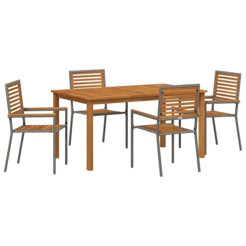 Zestaw do jadalni w ogrodzie 5 pcs Szary Lite Drewno Akacji