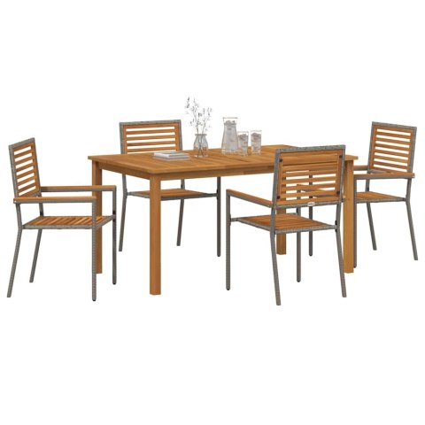 Zestaw do jadalni w ogrodzie 5 pcs Szary Lite Drewno Akacji