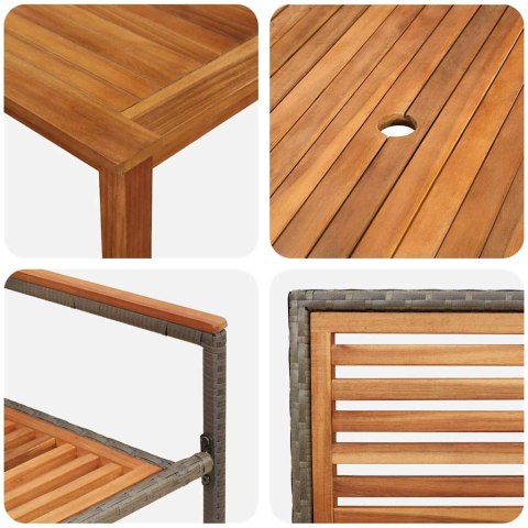 Zestaw do jadalni w ogrodzie 7 pcs Szary Lite Drewno Akacji