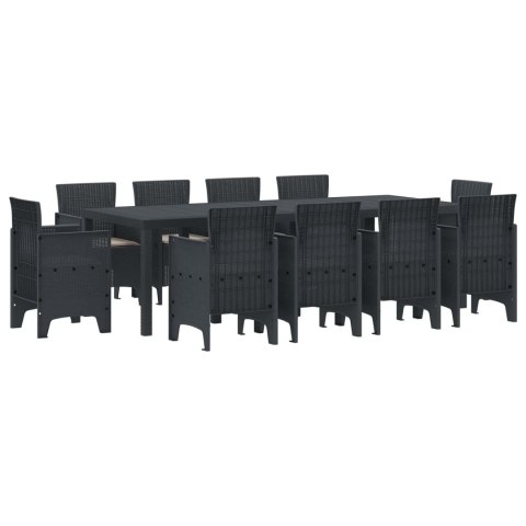 Zestaw do jadalni w ogrodzie 11 pcs Antracyt Rattan Polt