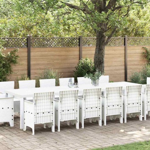 Zestaw do jadalni w ogrodzie 15 pcs Biały Rattan Polt